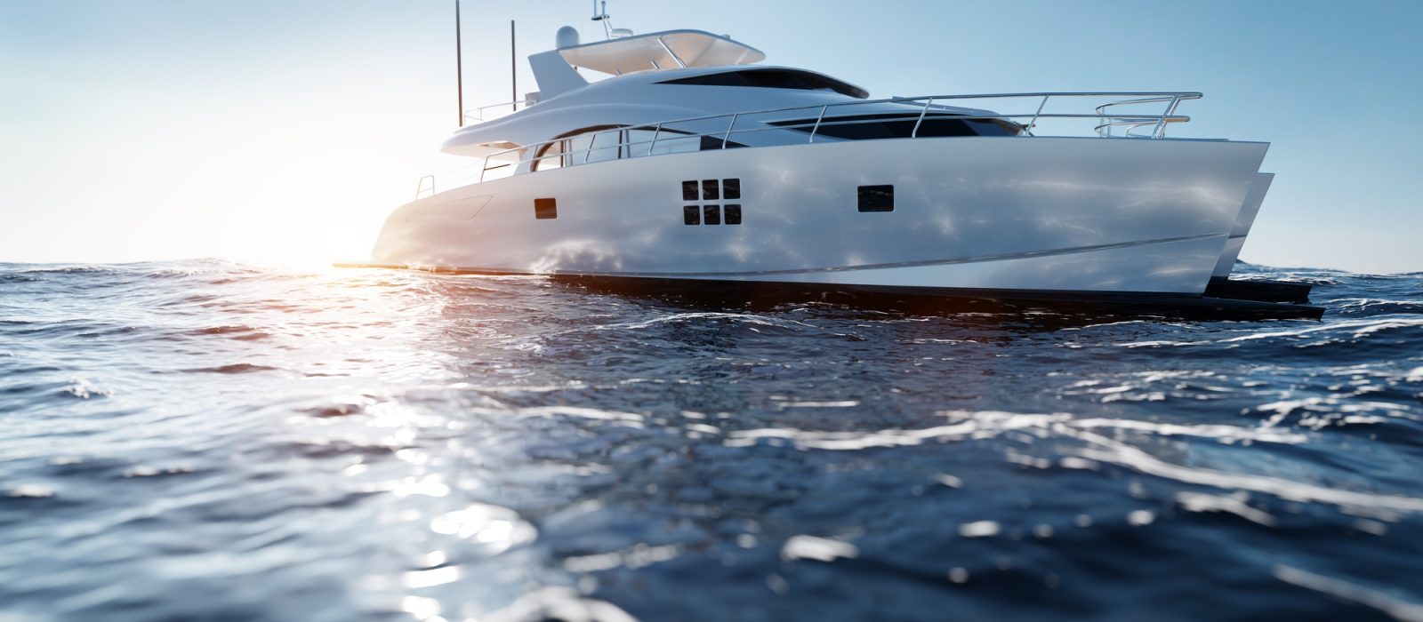 Catamaran motor yacht on the ocean
